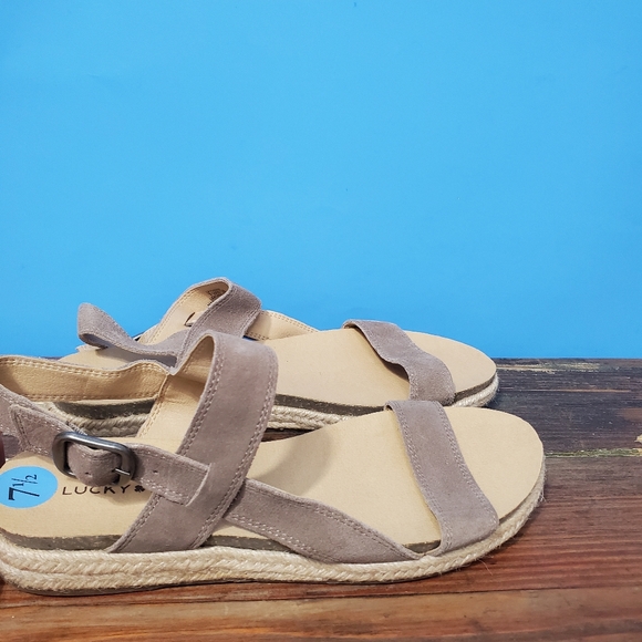 NWOT Lucky Brand Gadine Espadrillles Straps Sandals genuine leather brown Sz 7.5 - Picture 3 of 11